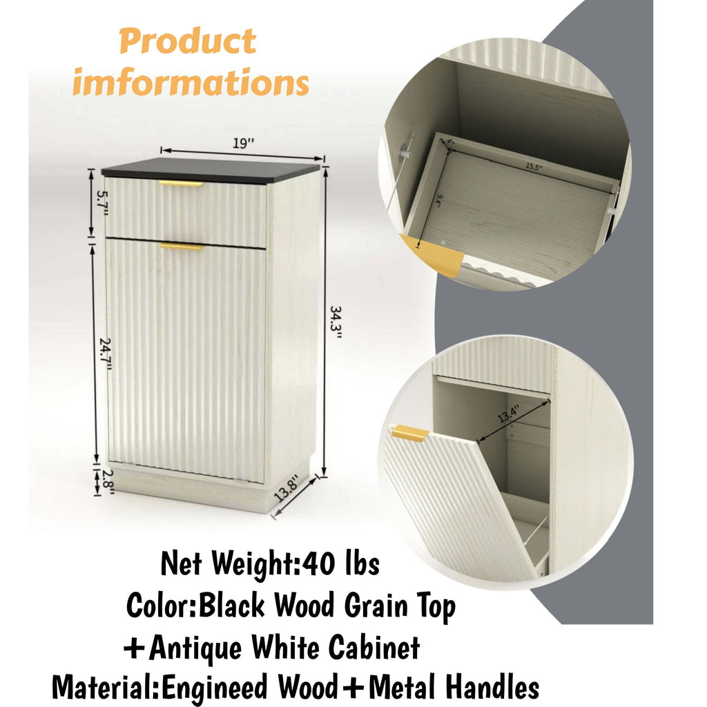 Tilt-Out Trash Cabinet with Wave-Textured Drawer