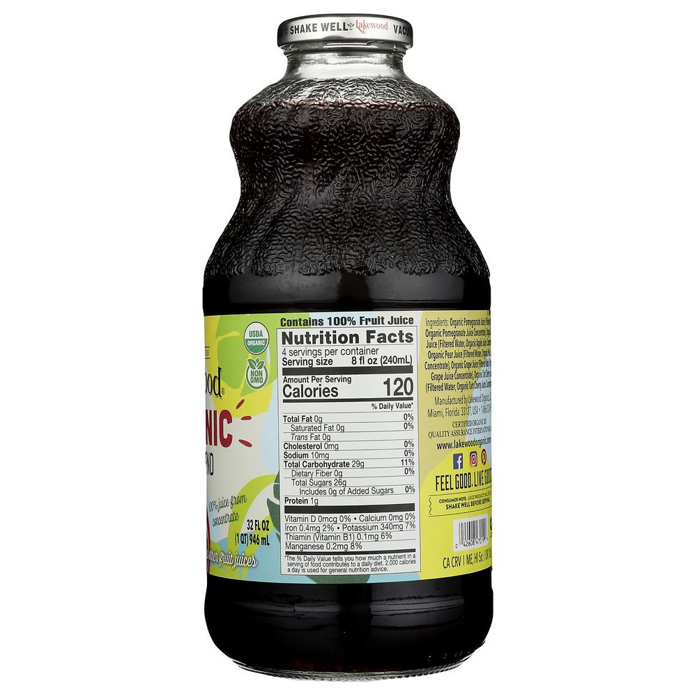 LAKEWOOD: Organic Pure Fruit Pomegranate Juice 32 oz