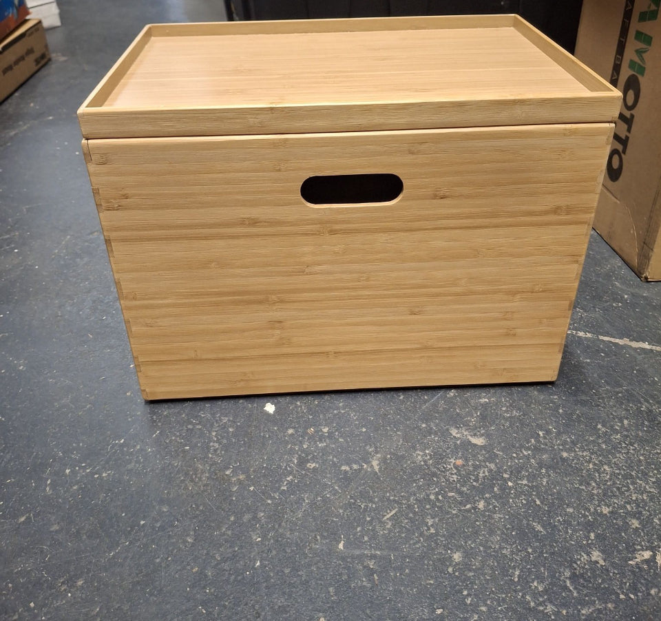 Open Box New  BAMOTTO Lidded Bamboo Storage Bins & Box/Cube/Basket, Home Kitchen and Office Storage Boxes with Handles & Stackable for Organizer Table