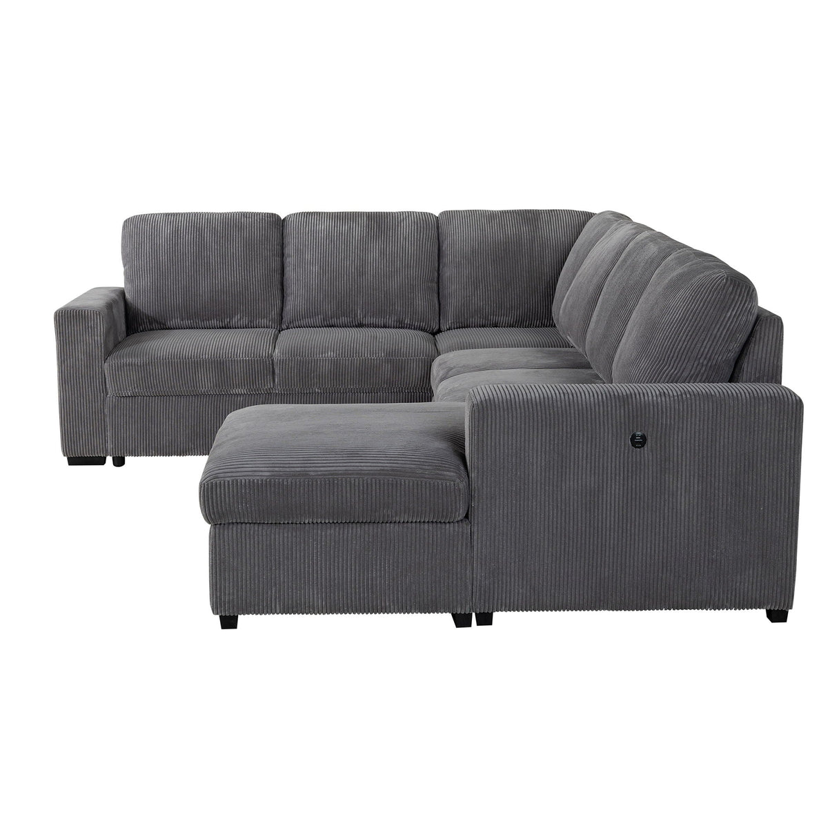 Dark Gray Sleeper Sectional Sofa with Pullout Bed - Contemporary Comfort
