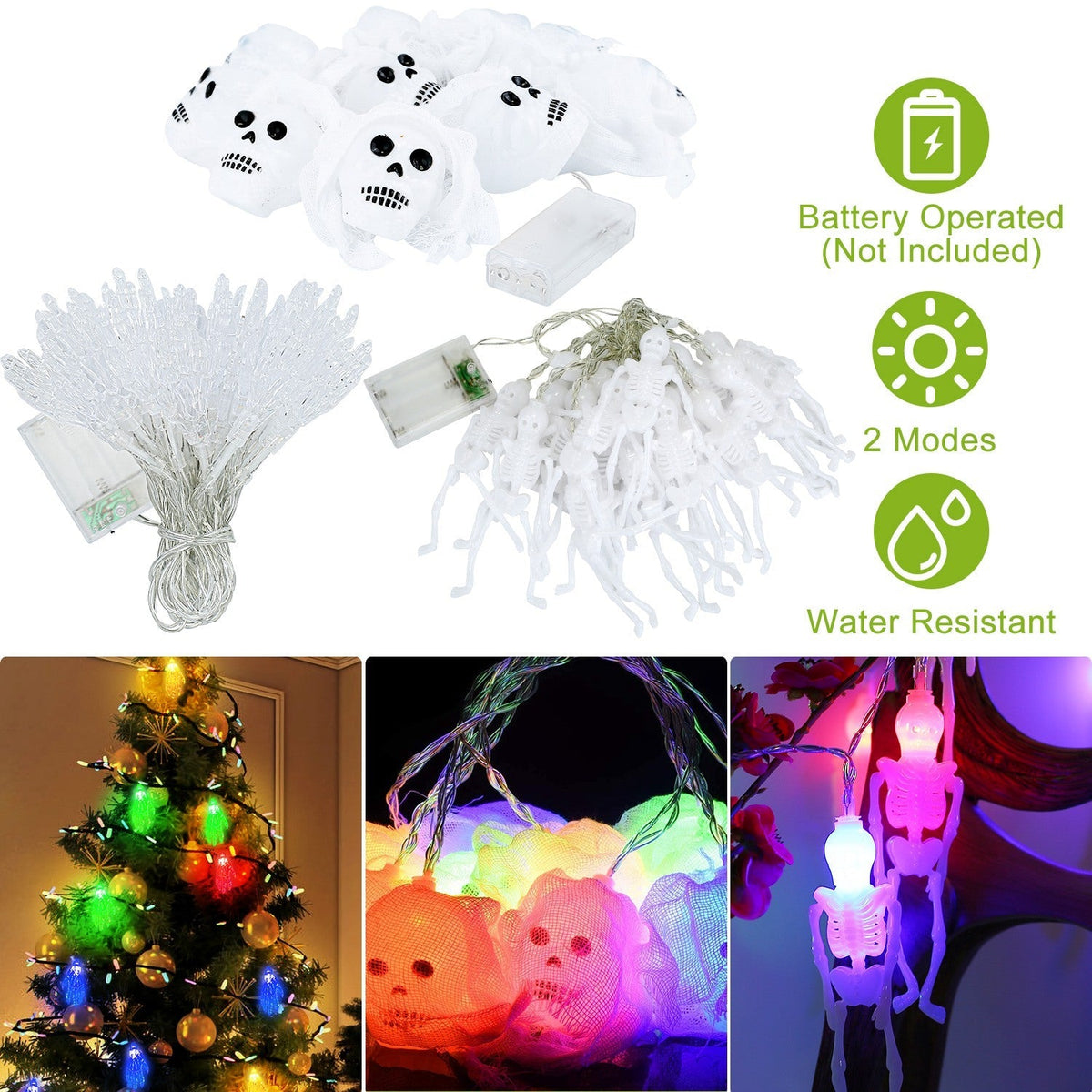 Halloween String Lights, 3-Piece Set, 50 LEDs