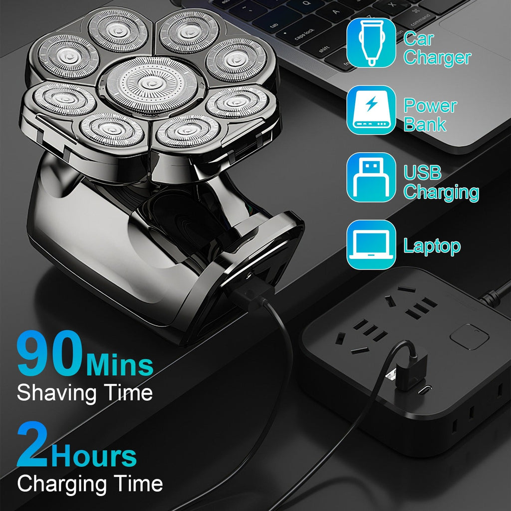 6-in-1 Rechargeable Electric Head Shaver & Grooming Kit