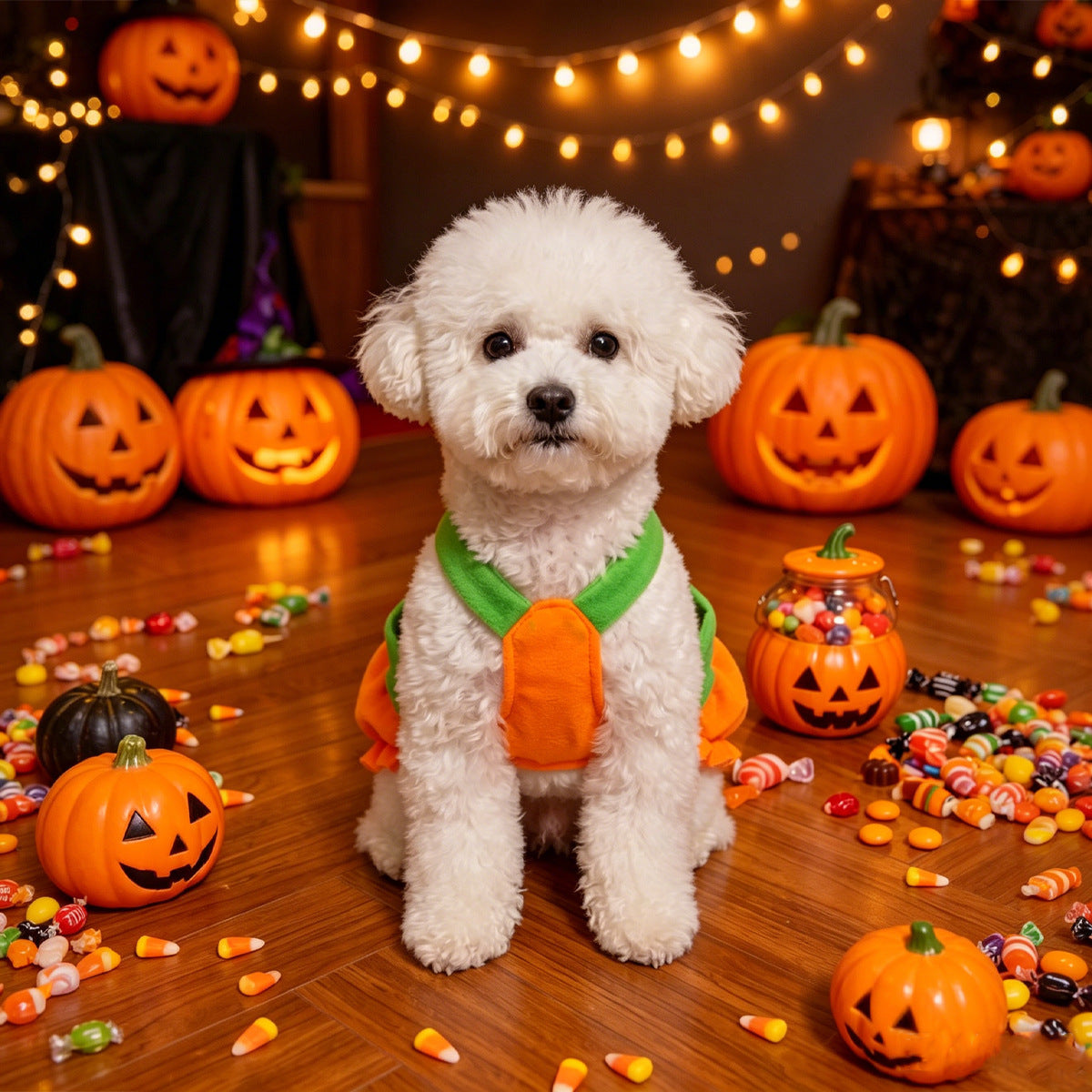 Pumpkin Harness Dress for Small Dogs & Cats
