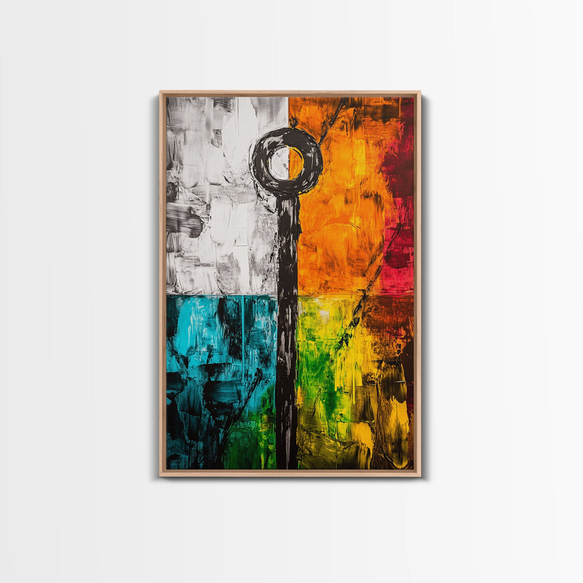 Abstract Color Blocks, Modern Geometric Art, Vibrant Home Wall Decor, Bold Colorful Painting, Contemporary Design, Framed Canvas Print