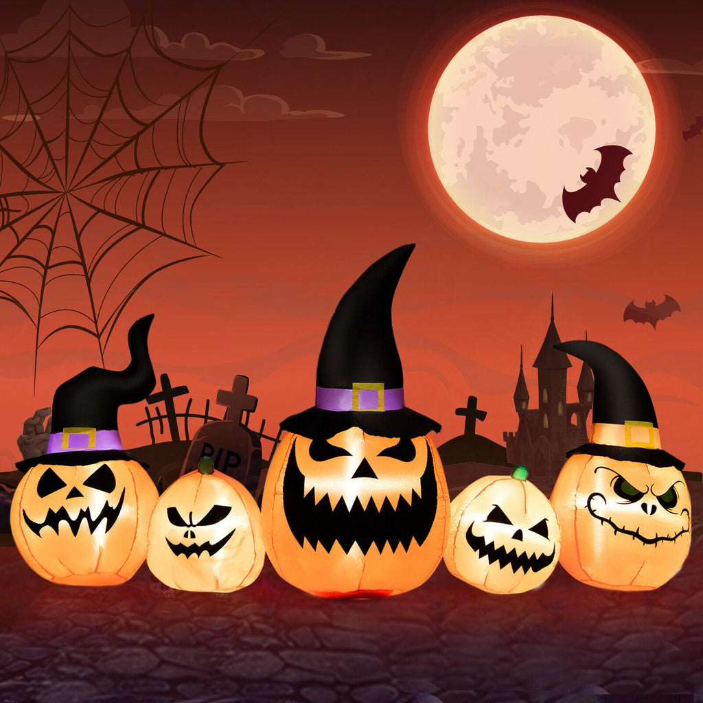 8-ft Light-Up Pumpkin Family Inflatable