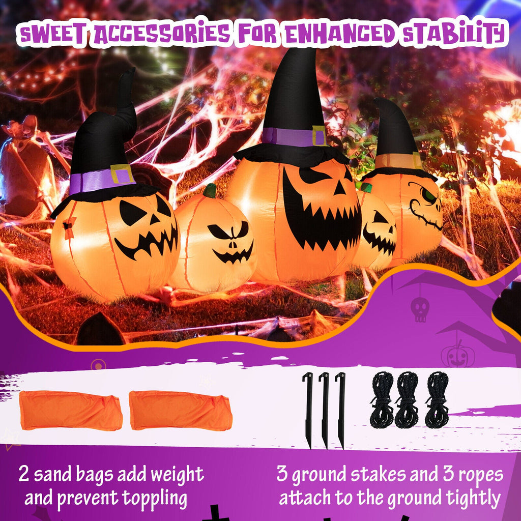 8-ft Light-Up Pumpkin Family Inflatable