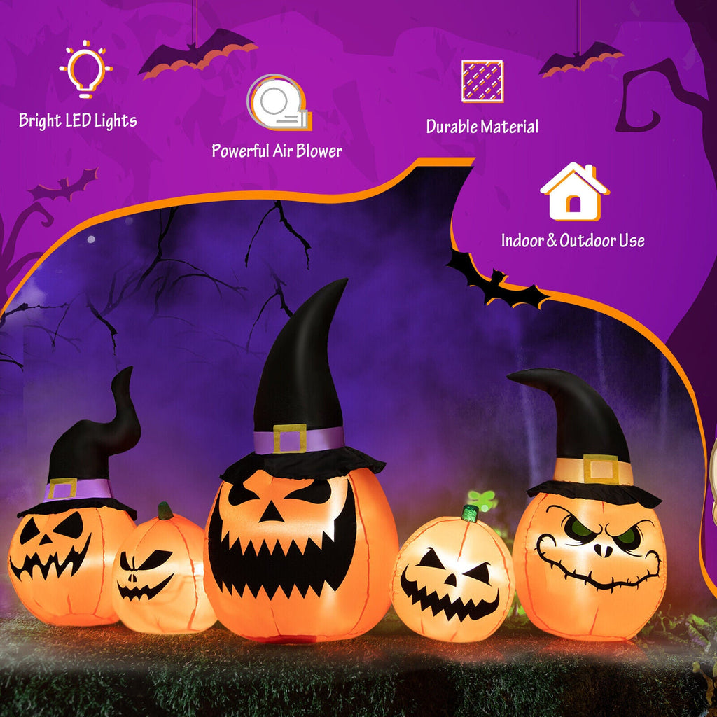 8-ft Light-Up Pumpkin Family Inflatable