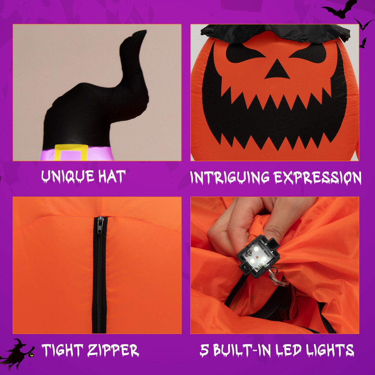 8-ft Light-Up Pumpkin Family Inflatable