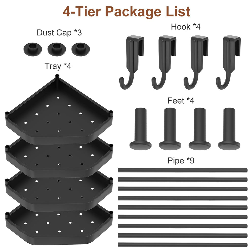 4-Tier Corner Shower Caddy with Hooks