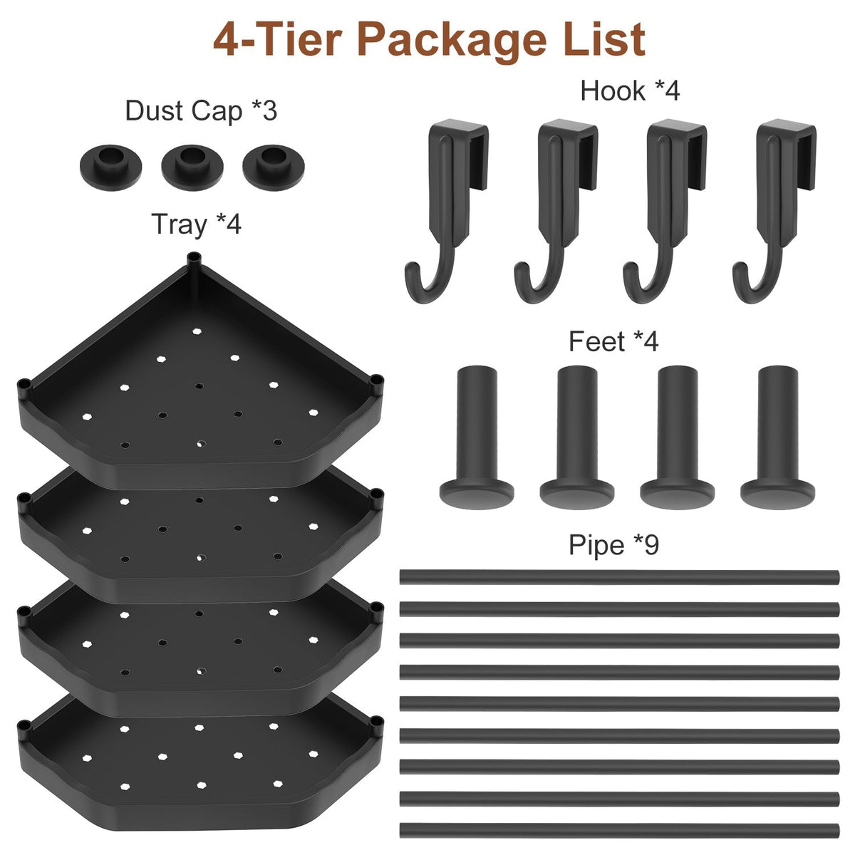 4-Tier Corner Shower Caddy with Hooks
