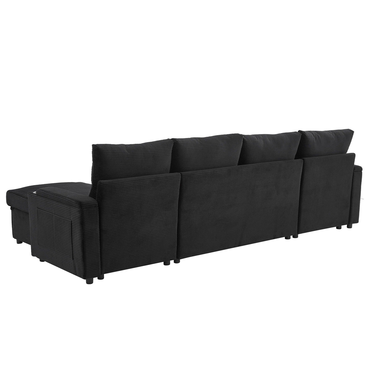 U Shaped Sectional Sofa Bed with Storage Chaise Lounges and USB Ports - Gray, Dark Green, Black