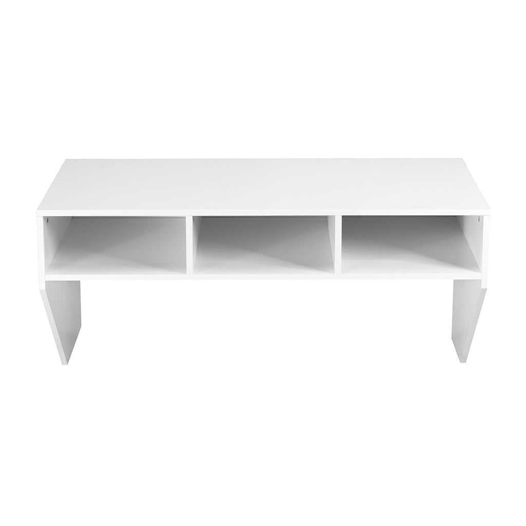Wall-Mounted Floating Desk with Storage Shelf – White