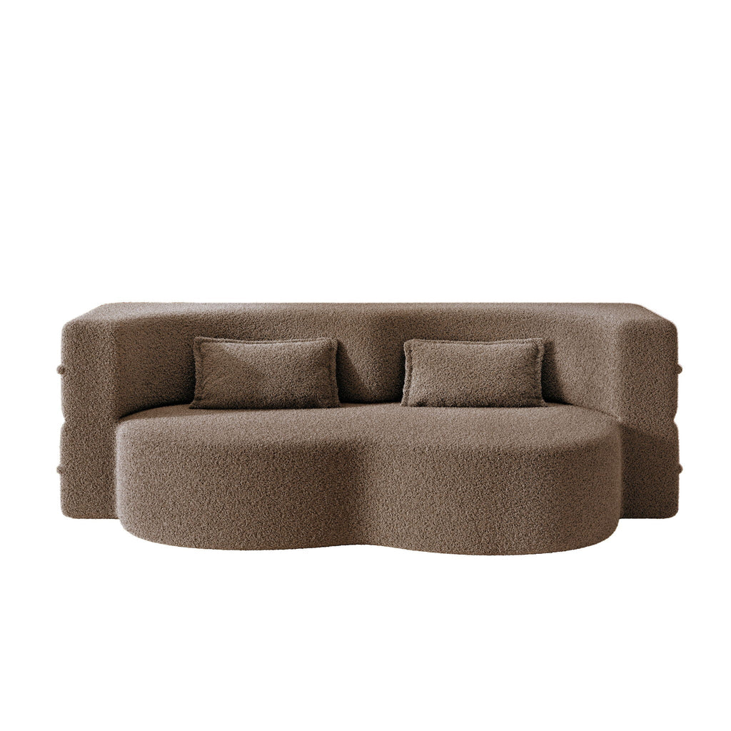 Modern Floor Sleeper Sofa Bed with 2 Pillows - Convertible Twin Size Folding Futon