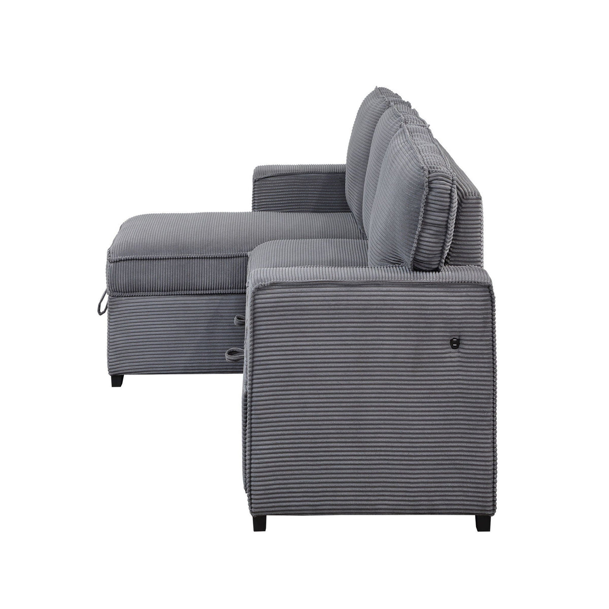 Pull Out Sofa Bed Sectional with Modern Design - Dark Gray