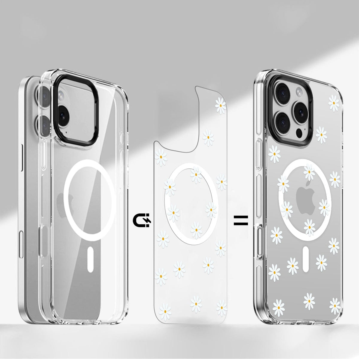 iPhone 16 Pro Case with Swappable Floral & Marble Designs - Wireless Charging | Inspire Series
