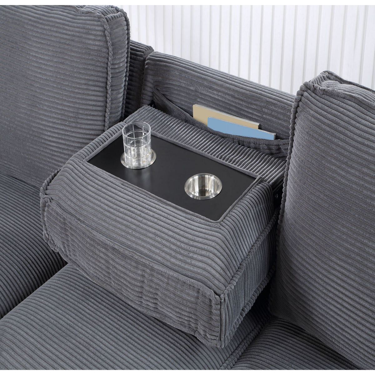 Pull Out Sofa Bed Sectional with Modern Design - Dark Gray