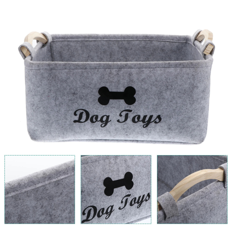 Dog Toy Storage Basket – Felt Organizer Bin for Pets