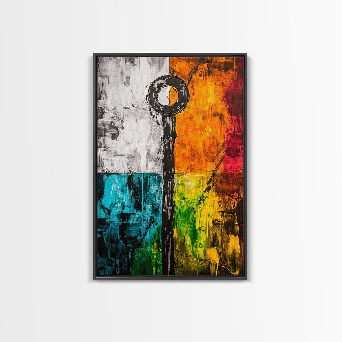 Abstract Color Blocks, Modern Geometric Art, Vibrant Home Wall Decor, Bold Colorful Painting, Contemporary Design, Framed Canvas Print
