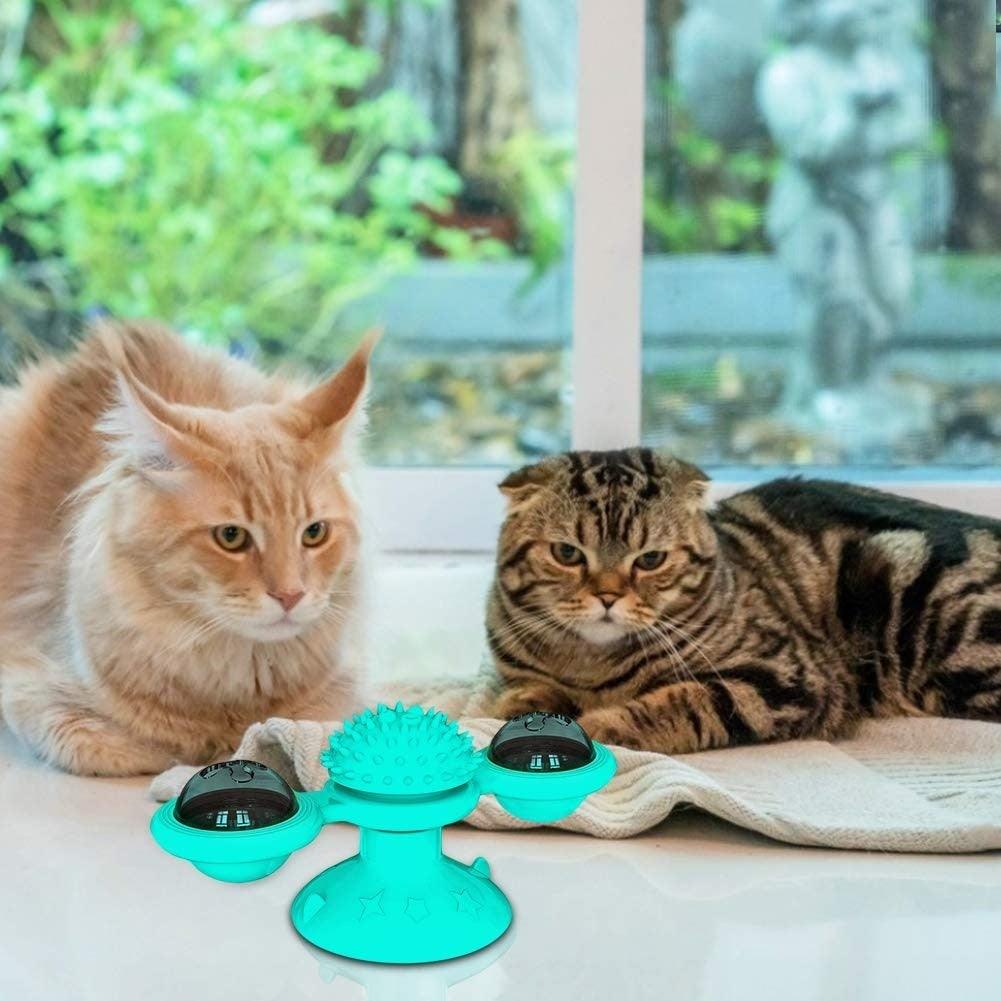 Interactive Cat Windmill Toy with Grooming Brush