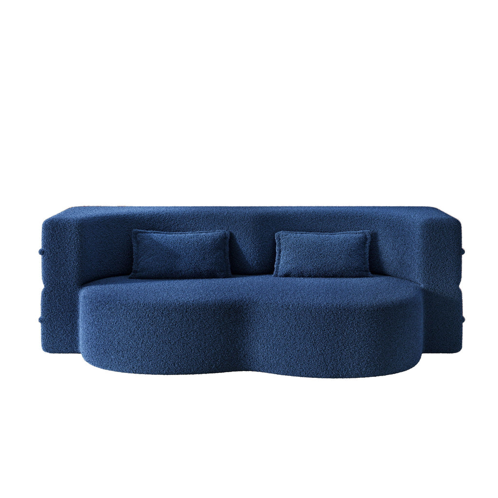 Modern Floor Sleeper Sofa Bed with 2 Pillows - Convertible Twin Size Folding Futon