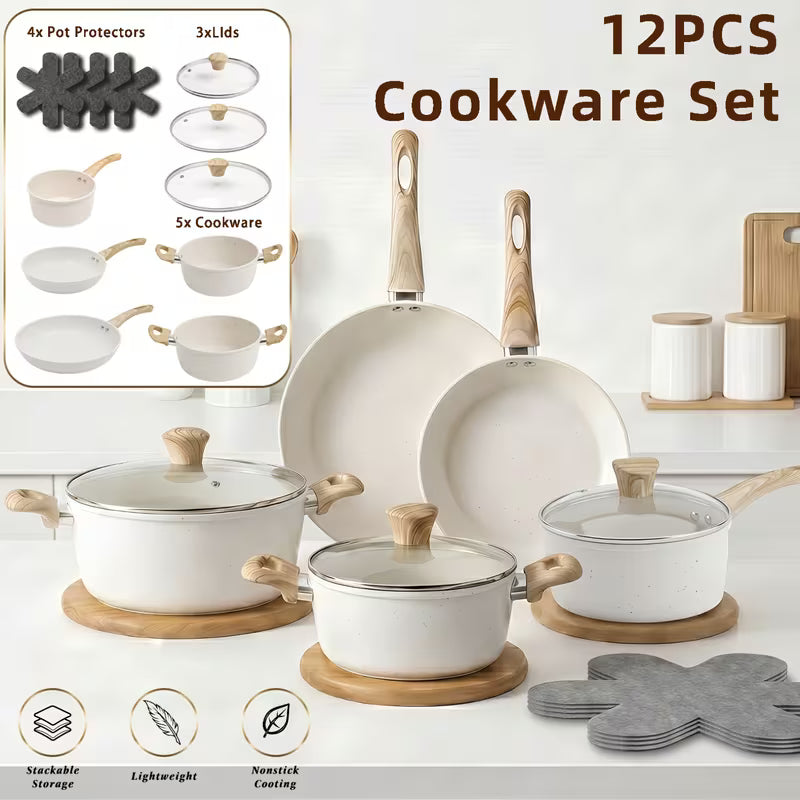 12-Piece Stainless Steel Cookware Set – Black