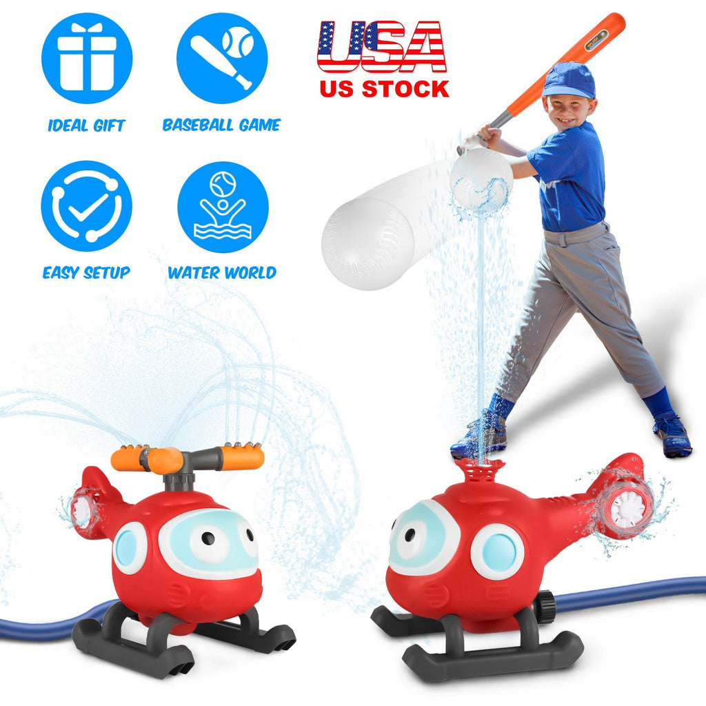 2-in-1 Rotating Water Sprinkler & Baseball Toy