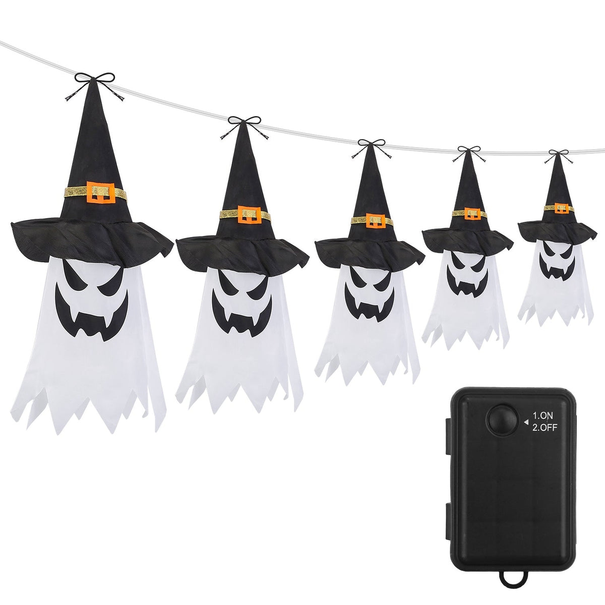 Ghost & Witch Hat Halloween String Lights, 11.6 ft