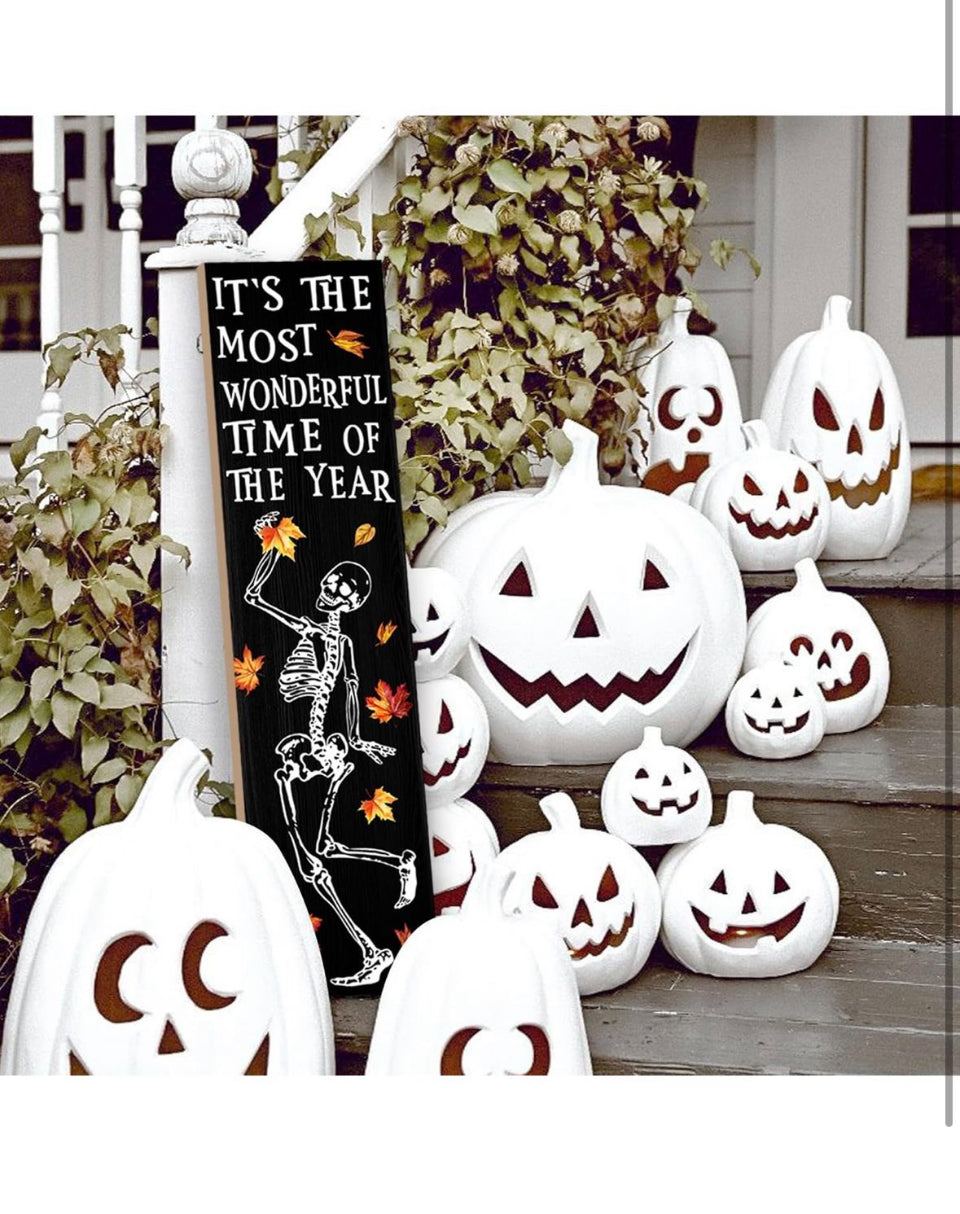 WUAHON Halloween Skull Porch Sign, Open-Box New