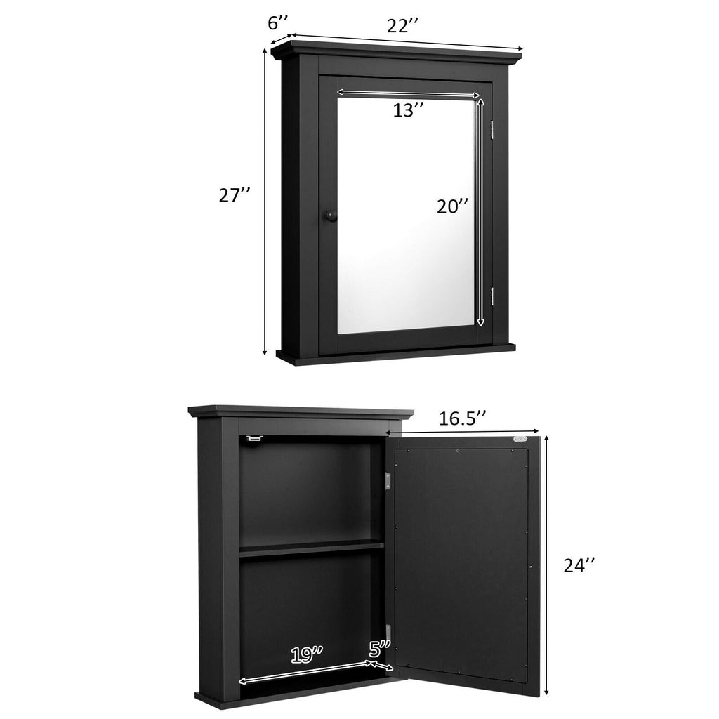 Bathroom Wall Mounted Storage Mirror Medicine