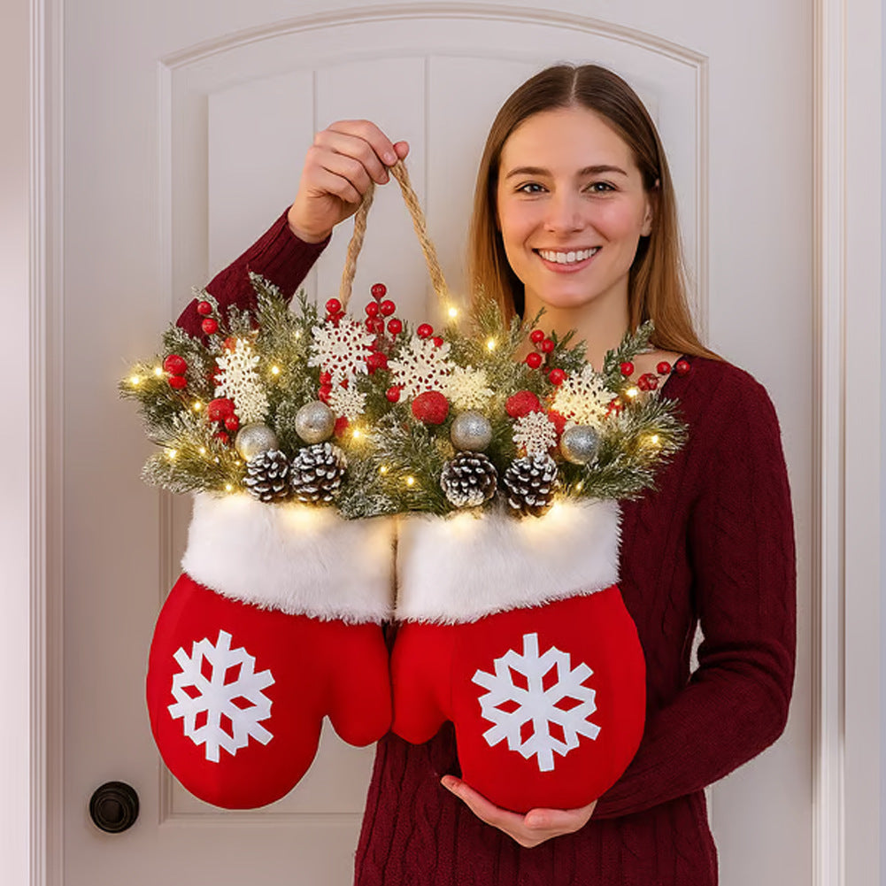 Light-Up Christmas Glove-Shaped Wreath