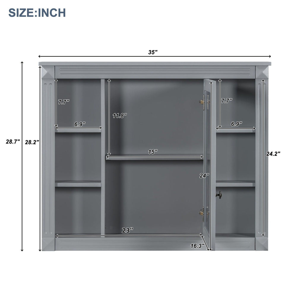 Bathroom Wall Cabinet with Mirror & Towel Rod
