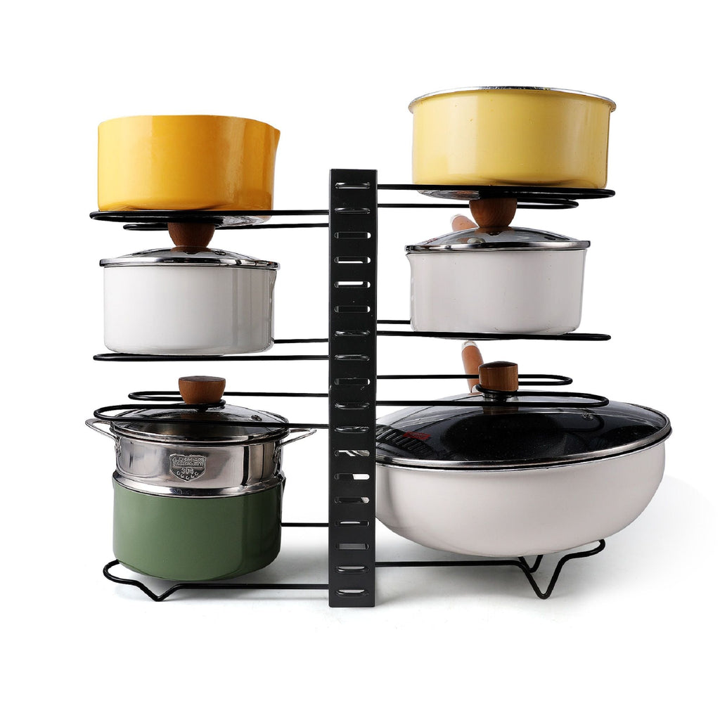 Adjustable Steel Pot & Pan Rack – Black