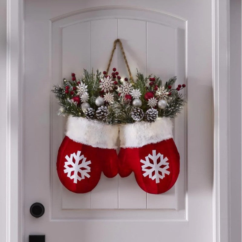 Light-Up Christmas Glove-Shaped Wreath