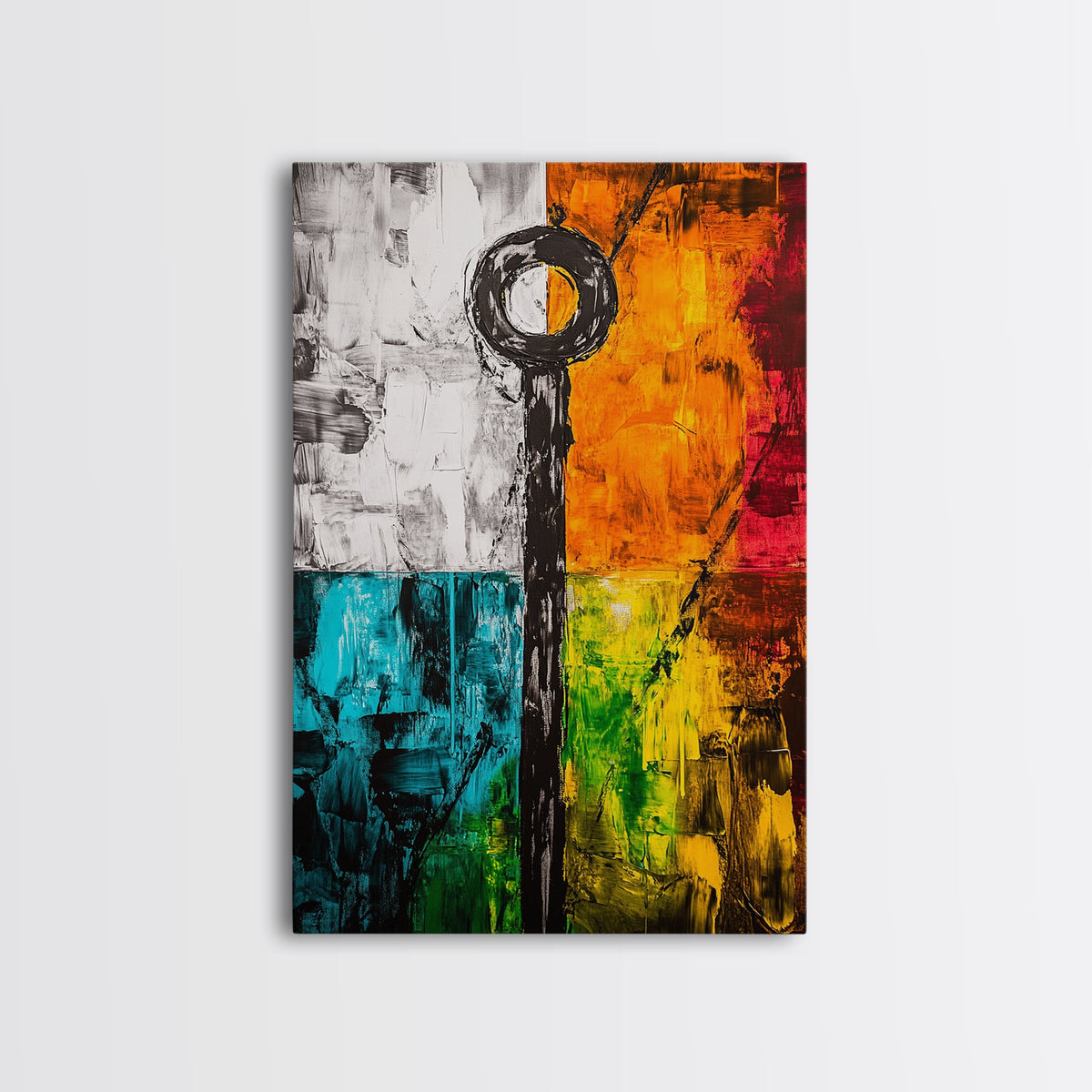 Abstract Color Blocks, Modern Geometric Art, Vibrant Home Wall Decor, Bold Colorful Painting, Contemporary Design, Framed Canvas Print