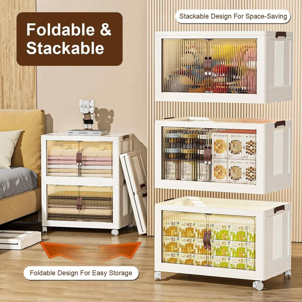 3-Piece Foldable Storage Bin Set with Front Doors