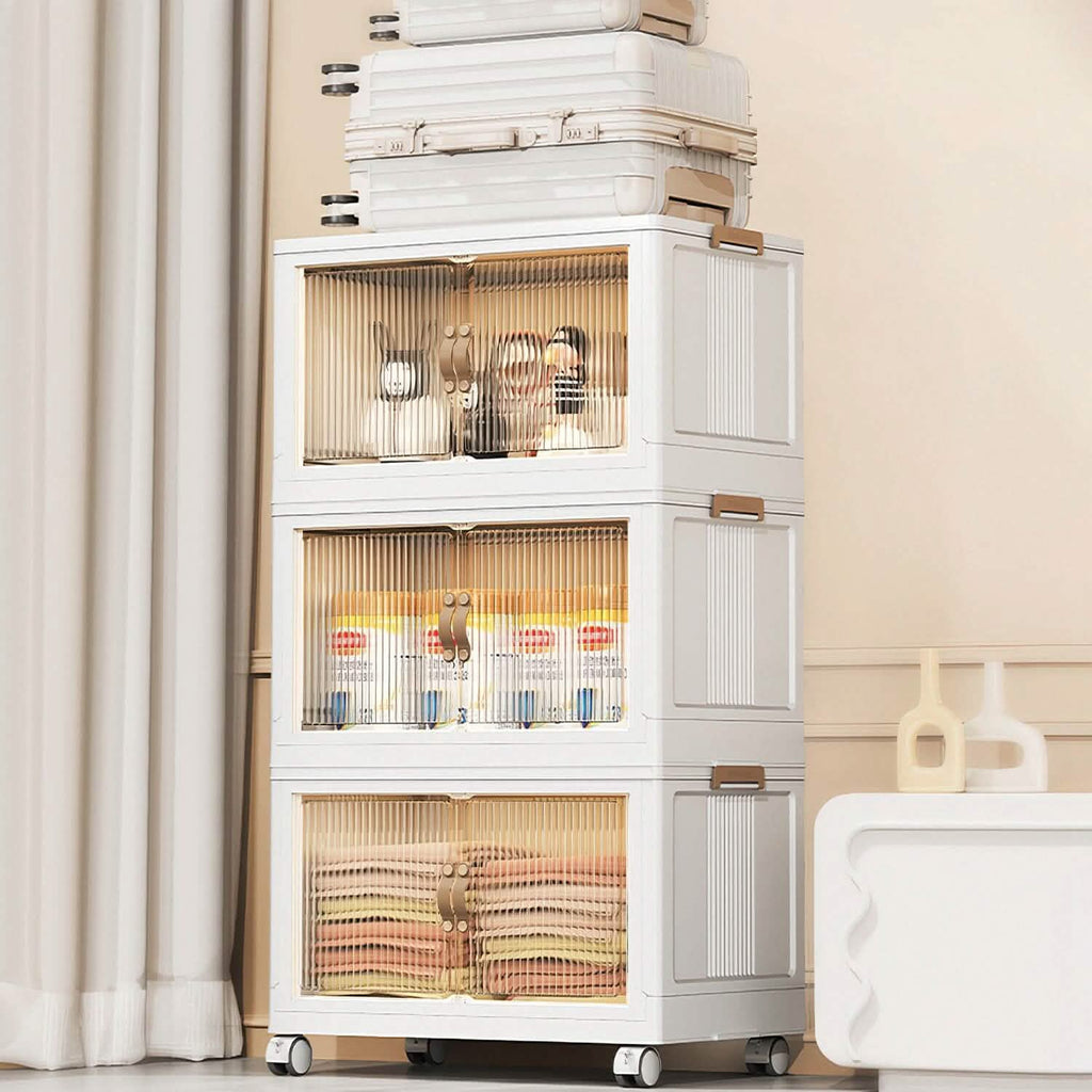 3-Piece Foldable Storage Bin Set with Front Doors