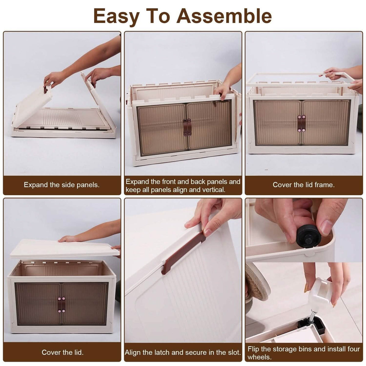 3-Piece Foldable Storage Bin Set with Front Doors