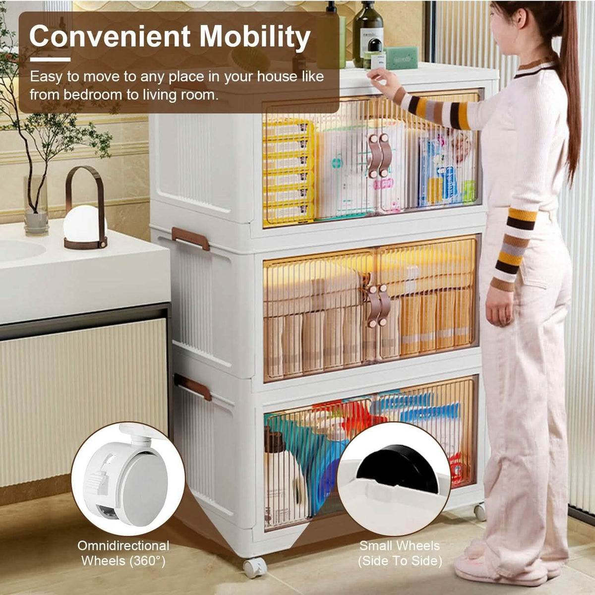 3-Piece Foldable Storage Bin Set with Front Doors