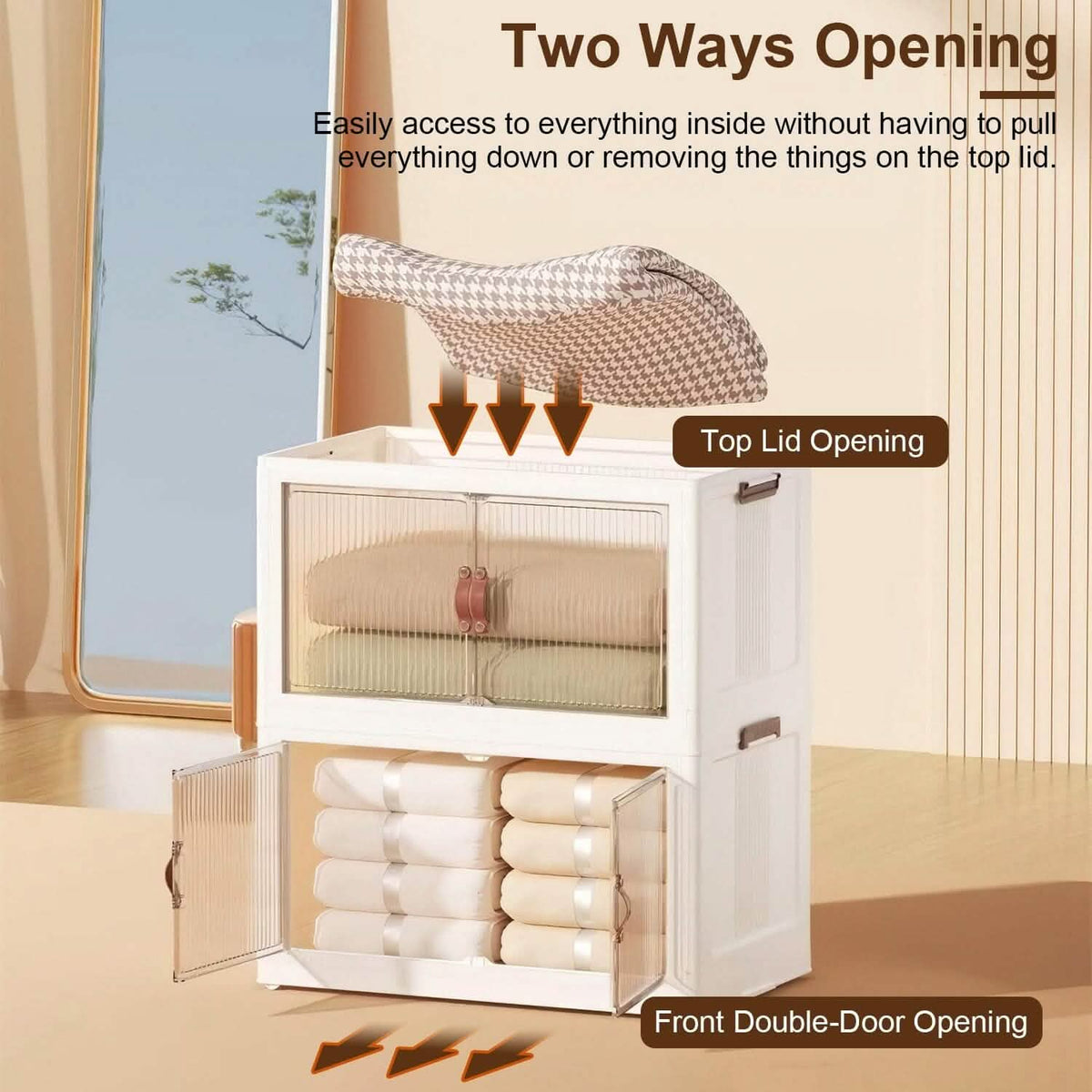 3-Piece Foldable Storage Bin Set with Front Doors