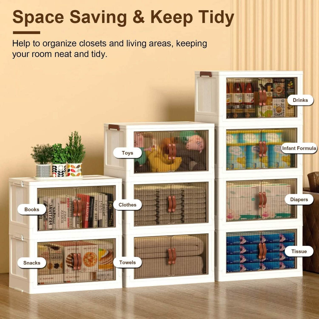 3-Piece Foldable Storage Bin Set with Front Doors