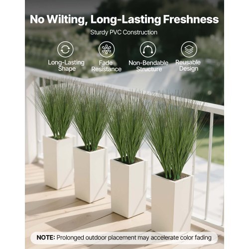 Artificial Grass Plant, 27 inch Faux Onion Grass Fake Greenery Shrubs Plant, Premium PVC for Indoor Outdoor House Home Garden Office Room Dcor, Housewarming, 8 Pack Green