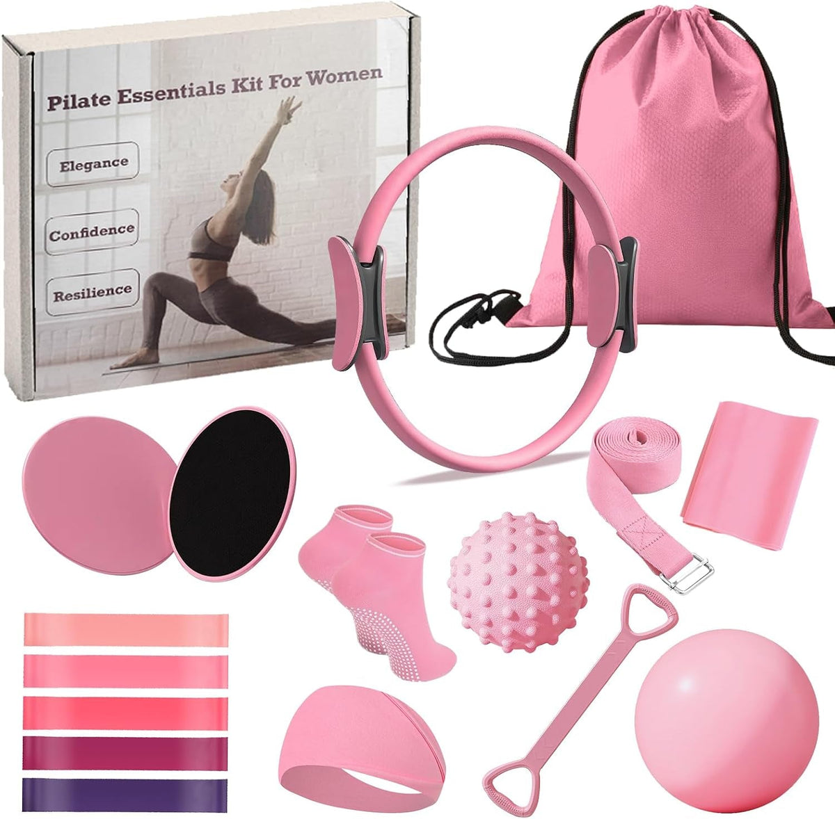 17-Piece Pilates Ring Set for Women – 14" Yoga Ring & Accessories
