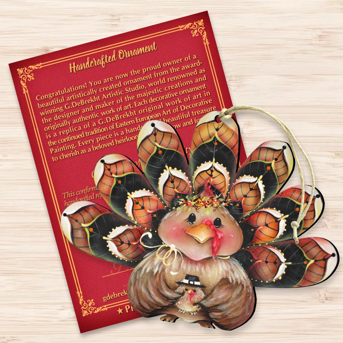 Be Thankful Turkey Sitter Wooden Ornaments