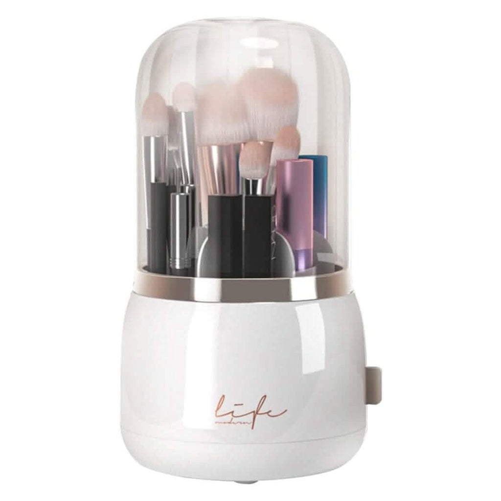 360° Rotating Makeup Brush Holder with Lid