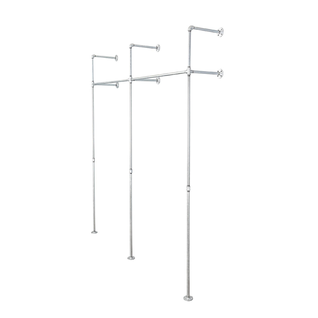 76.375 in. Galvanized Wall Mounted Clothing Rack, Double