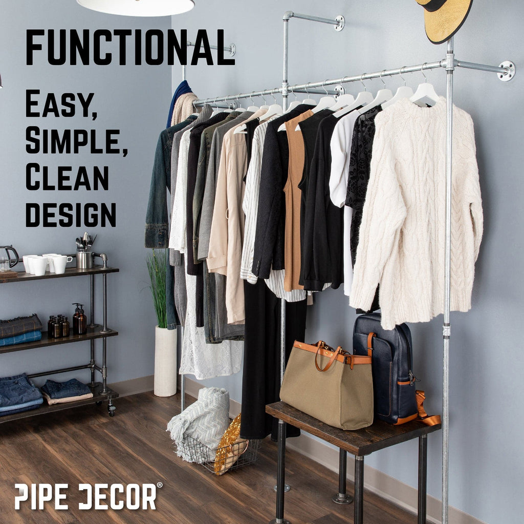 76.375 in. Galvanized Wall Mounted Clothing Rack, Double