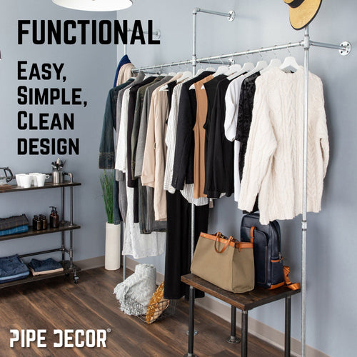 76.375-Inch Expandable Wall-Mounted Clothing Rack