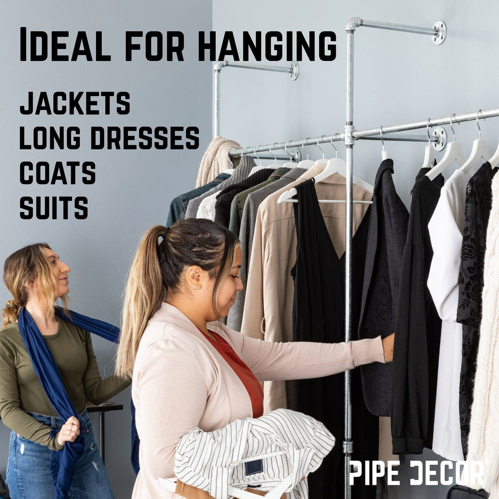 76.375 in. Galvanized Wall Mounted Clothing Rack, Double