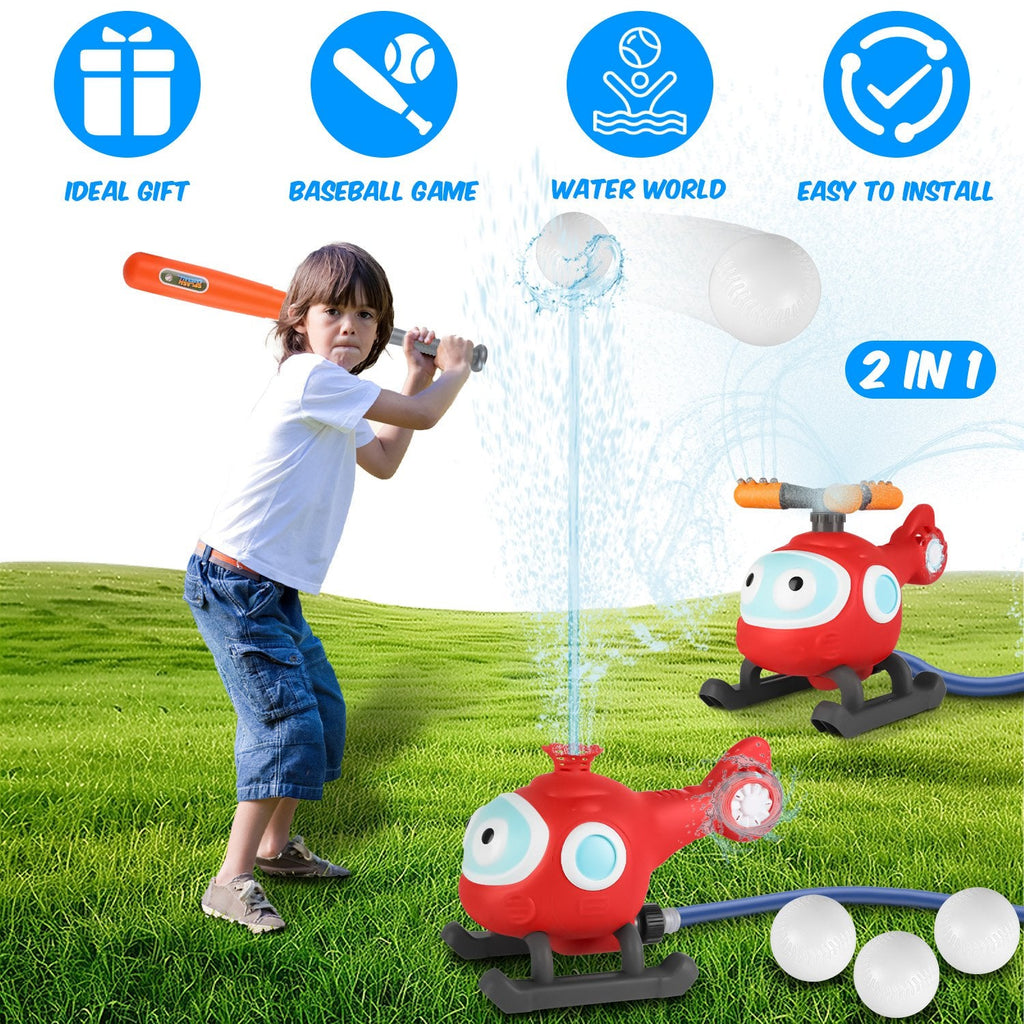 2-in-1 Rotating Water Sprinkler & Baseball Toy