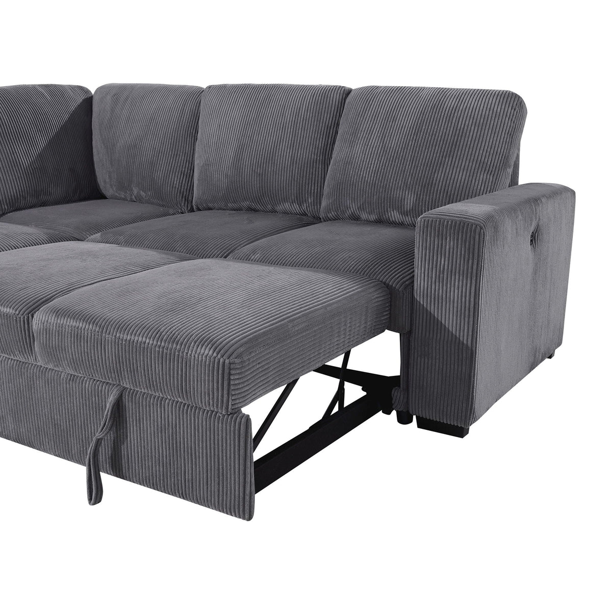 Dark Gray Sleeper Sectional Sofa with Pullout Bed - Contemporary Comfort